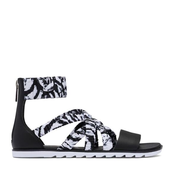 SOREL Ella II Ankle Strap Sandal, Comfort Walking Shoe White Black Size 7, NWT - Picture 10 of 15